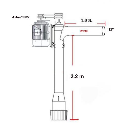 ท่อสูบน้ำ แนวตั้งฉาก ท่อ 12 นิ้ว